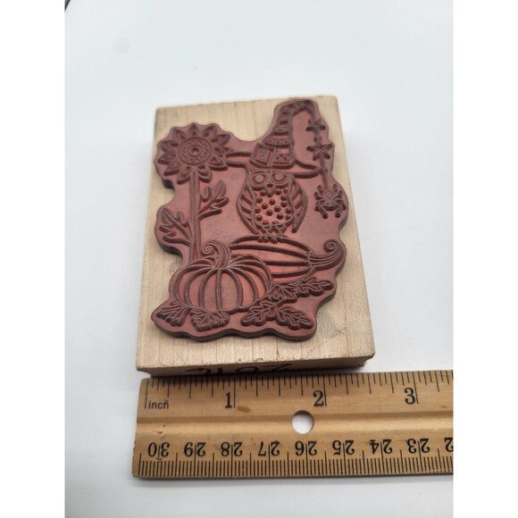 Hampton Art Owl Witchy Halloween Fall Art Wood Mount Rubber Stamp Craft Card - Picture 6 of 7